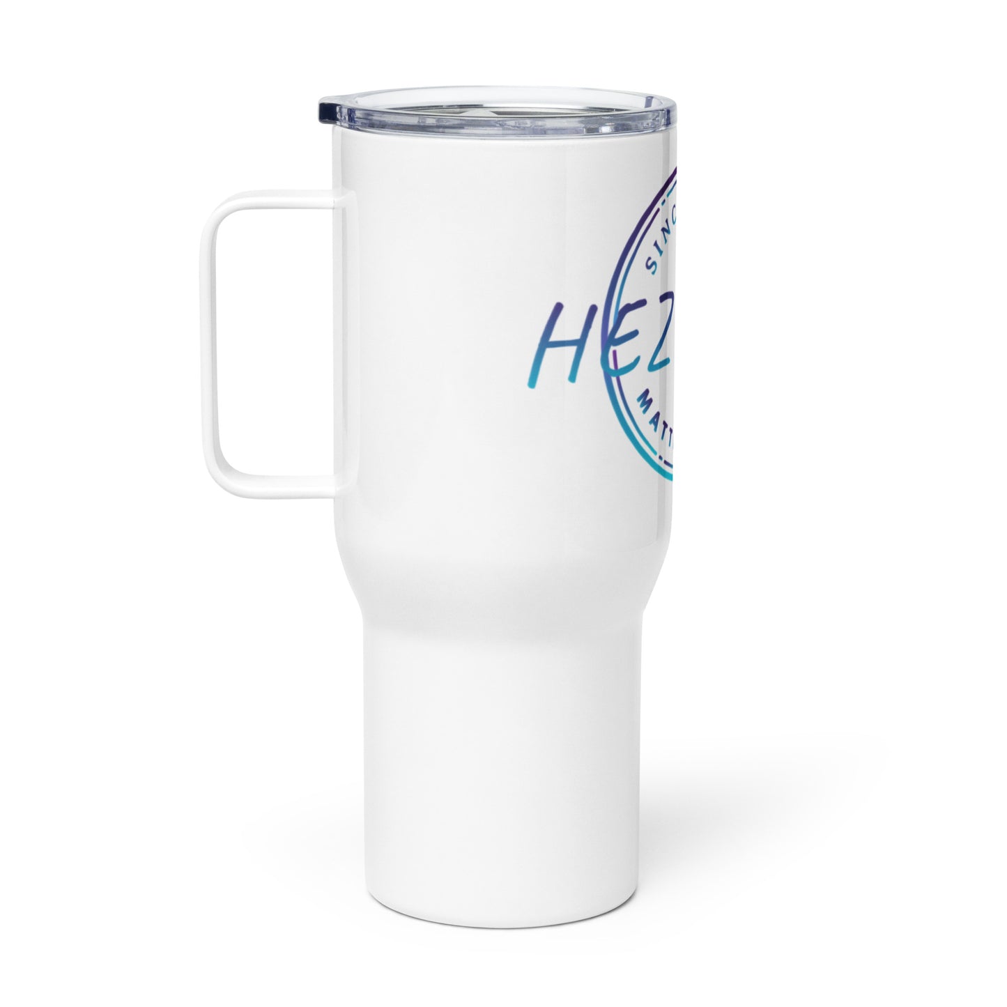 Travel mug with a handle